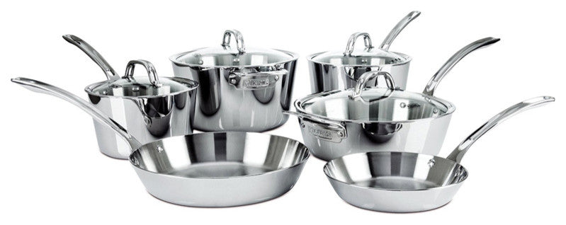 Viking Contemporary 3-Ply - 10 Pc. Cookware Set - Mirror Finish