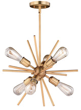 Vaxcel Estelle 6-Light Pendant, Natural Brass