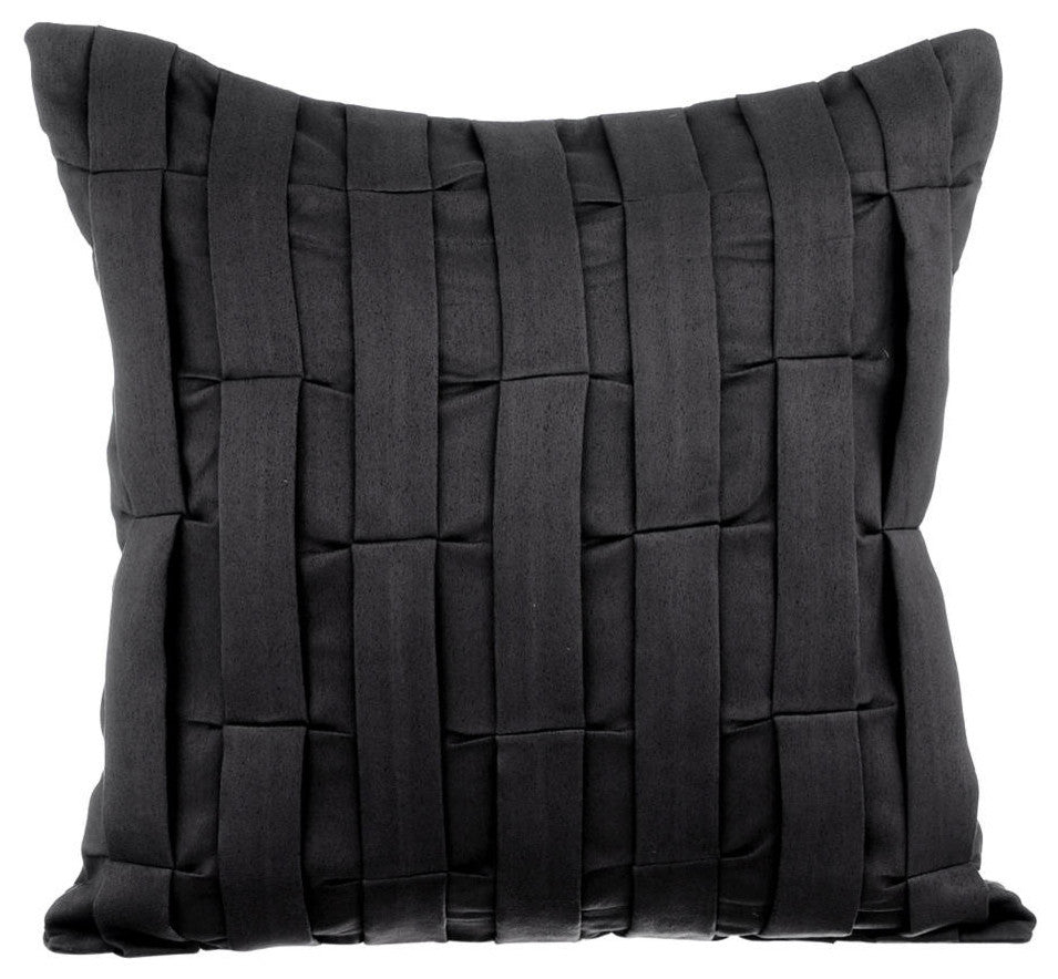 Black Decorative Pillow Covers 14"x14" Suede Fabric, Black Love Tune