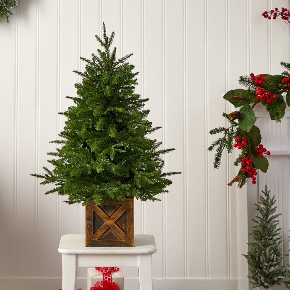 3' Finl&Fir Faux Xmas Tree, Planter W/272 Bendable Branches &50 White Lights