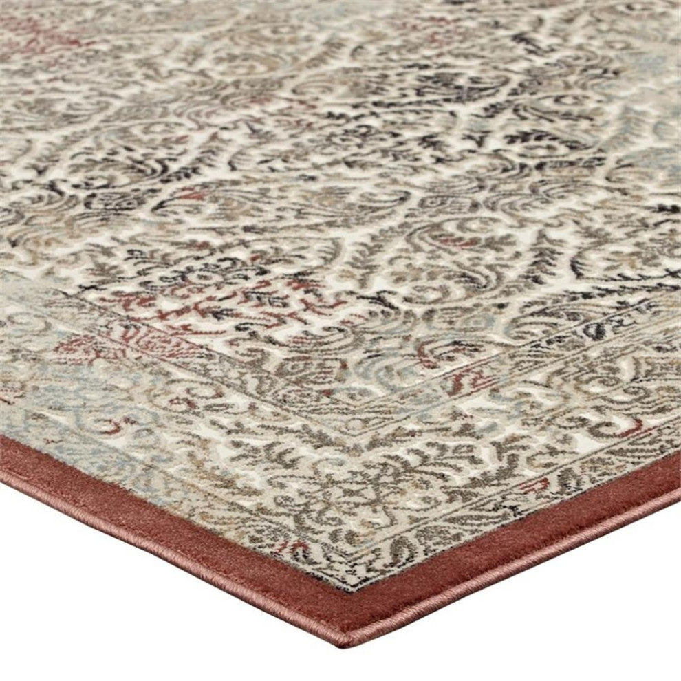 Hester Ornate Turkish 8x10 Vintage Area Rug in Tan and Walnut Brown