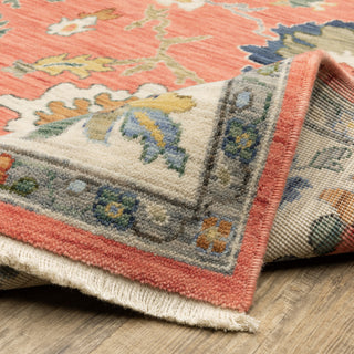 Leoness Vintage Traditional Salmon Pink/ Multi Area Rug, 2' x 6'