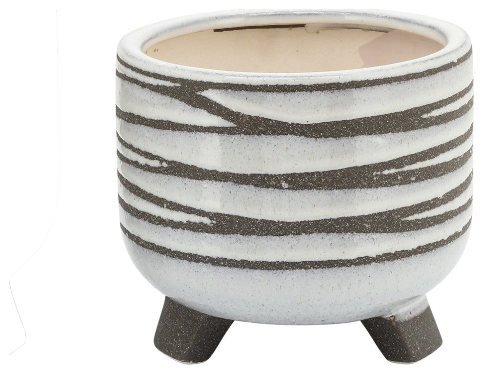 2-Piece Set Ceramic Footed Planter, White