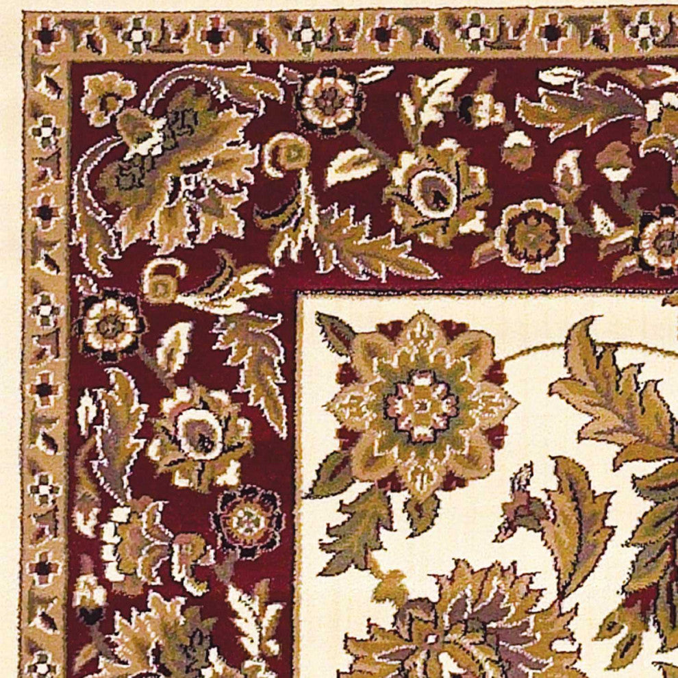 HomeRoots 9' x 13' Polypropylene Ivory or Red Area Rug