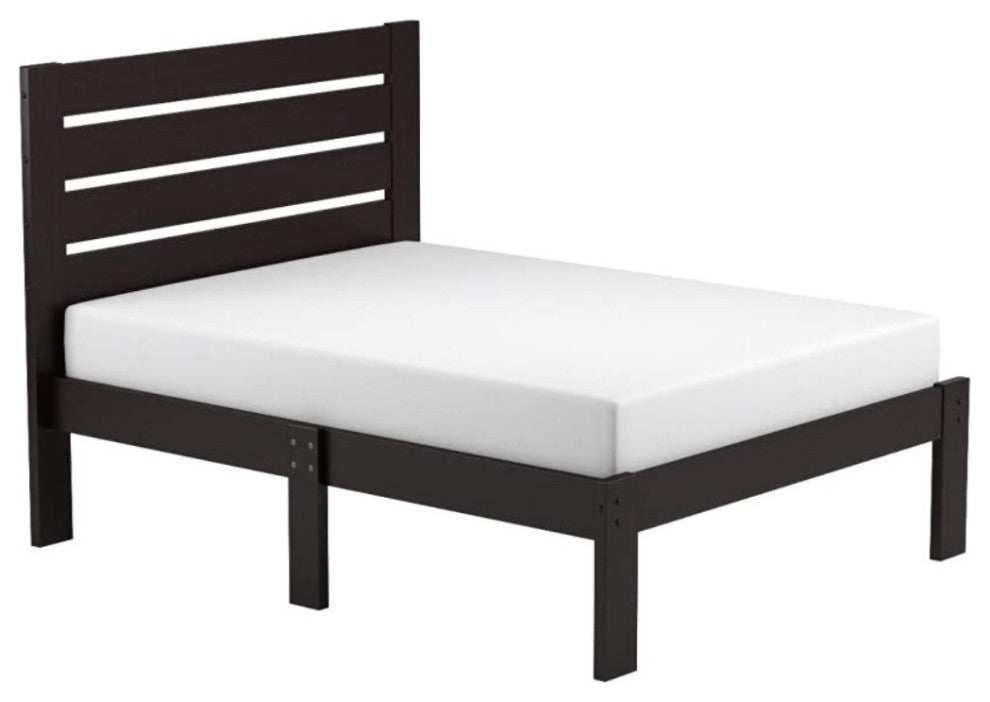 Popular Espresso Full Size Slat Wood Bed