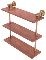 Carolina 16" Triple Wood Shelf, Brushed Bronze