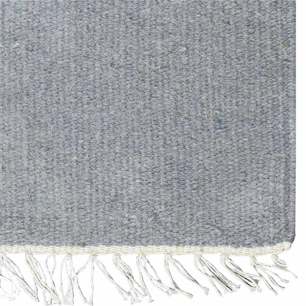 HAND WOVEN FLAT WEAVE KILIM WOOL ECO-FRIENDLY AREA RUGS-Solid,Light Silver