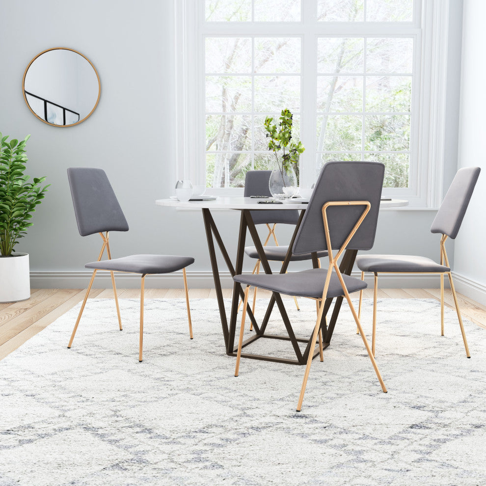 Chloe Dining Chair, Set of 2 Gray & Gold