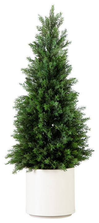 3ft. UV Resistant Artificial Cedar Tree, Decorative White Planter