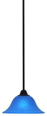 Paramount Mini Pendant, Matte Black, 10" Blue Italian Glass