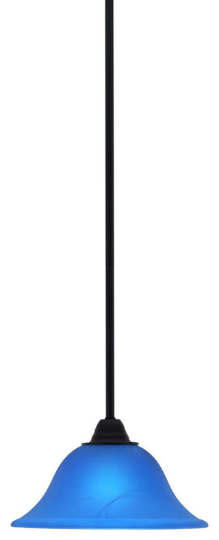 Paramount Mini Pendant, Matte Black, 10" Blue Italian Glass
