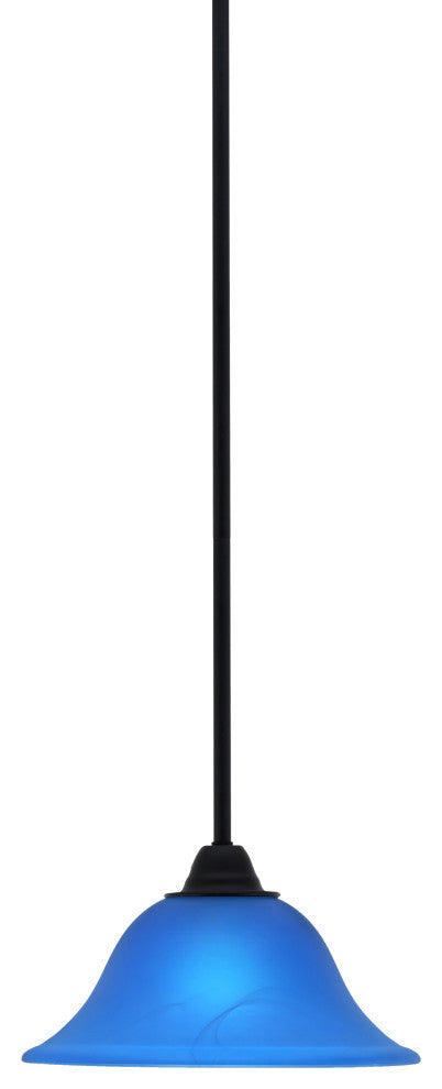 Paramount Mini Pendant, Matte Black, 10" Blue Italian Glass