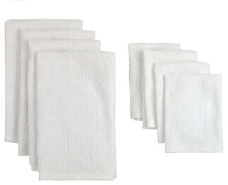 DII White Bar Mop Dishtowel & Dishcloth (Set of 8)