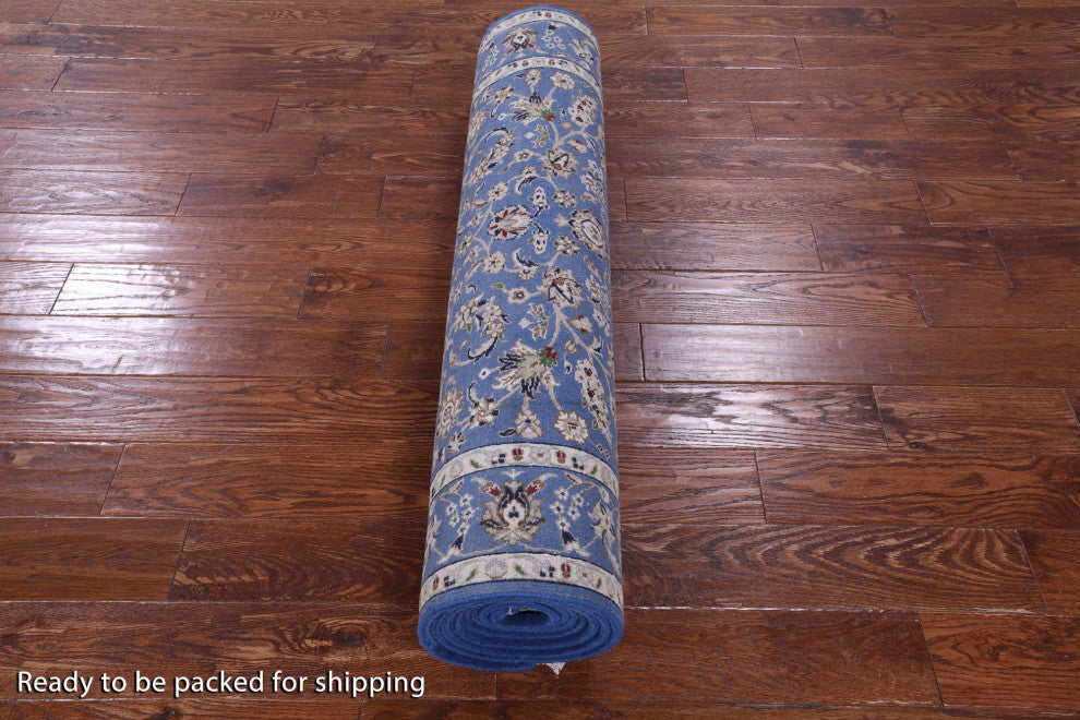 Runner Wool & Silk Persian Nain Hand-Knotted Rug 4' 1" X 12' 1" - Q13150