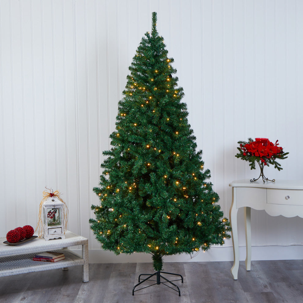 7' Northern Tip Pine Artificial Christmas Tree With 350 Clear LED Lights