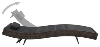vidaXL Sun Lounger Poly Rattan and Textilene Brown Patio Garden Day Lounge Bed
