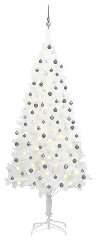 vidaXL Artificial Pre-lit Christmas Tree with Ball Set Xmas Decoration White