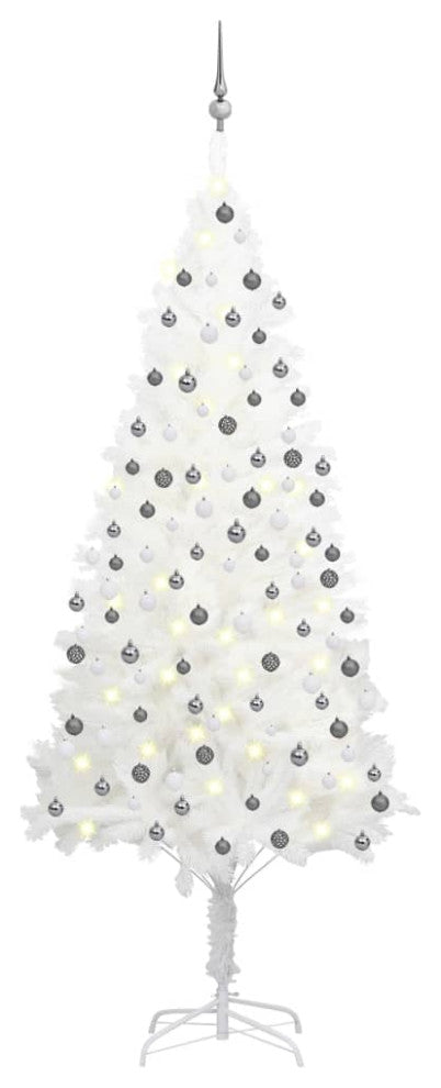 vidaXL Artificial Pre-lit Christmas Tree with Ball Set Xmas Decoration White
