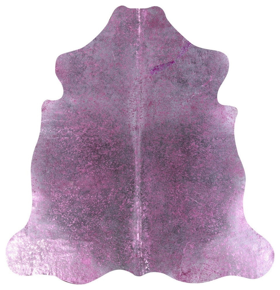 6' 1" X 5' 10" Pink Metallic Cowhide Rug C2109