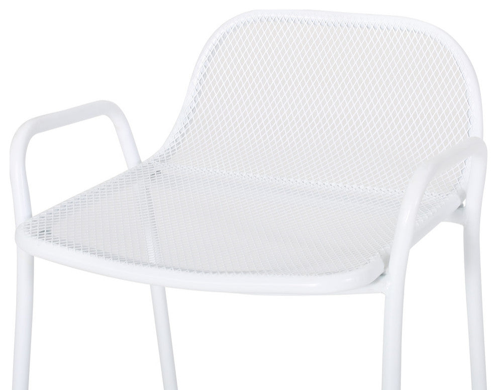 Lisa Modern Iron Barstool, Set of 4, Matte White