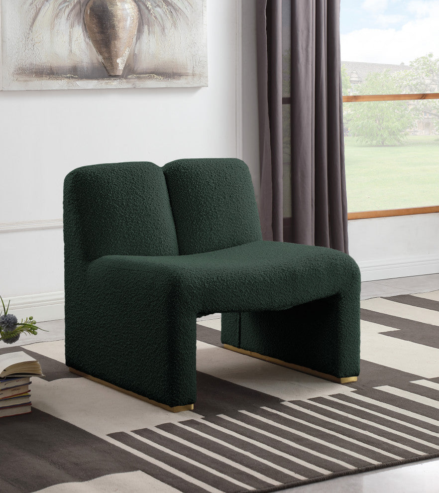 Alta Boucle Fabric Upholstered Accent Chair, Green