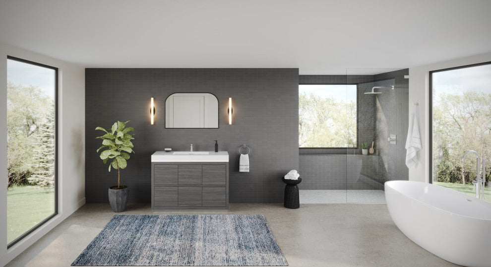 Boutique Bath Vanity, Vulcan Ash Gray, 48", Single Sink, Freestanding