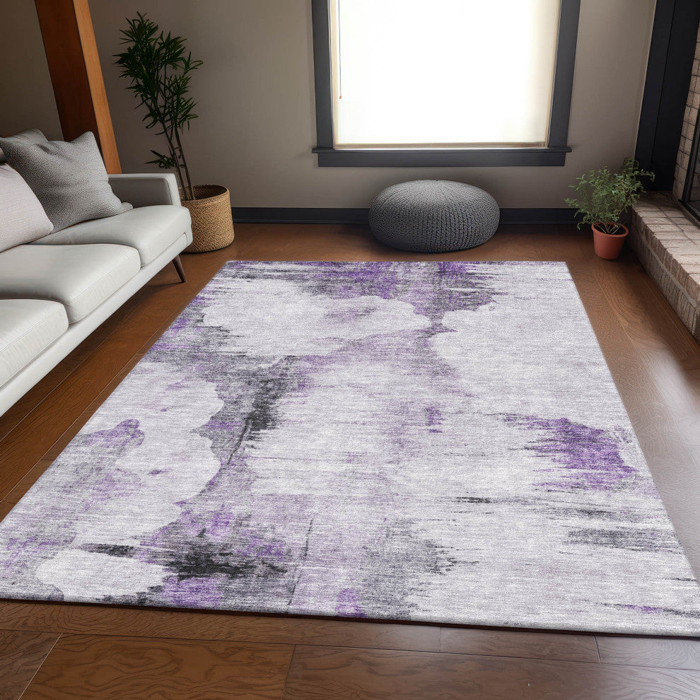 Premium Machine Washable Mayfield AMF710 Purple 3' x 5' Rug