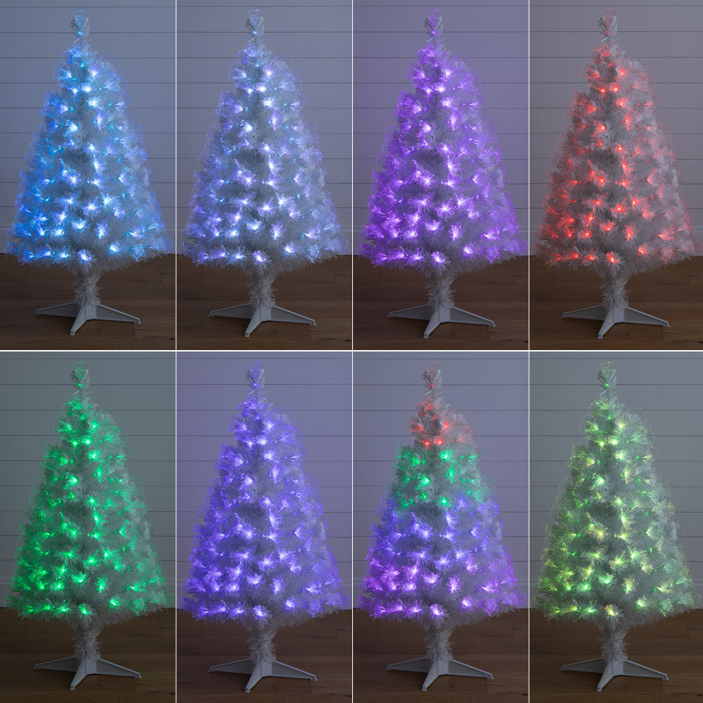 4ft. White Pre-Lit Fiber Optic Artificial Christmas Tree