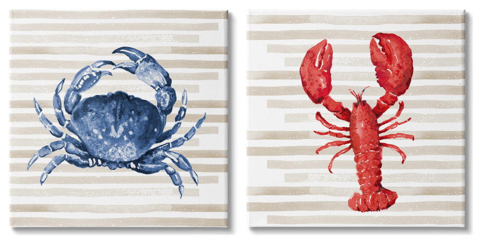 Nautical Blue Crab and Red Lobster,24 x 24