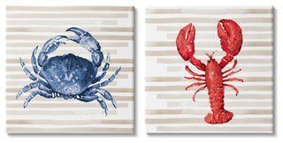Nautical Blue Crab and Red Lobster,24 x 24