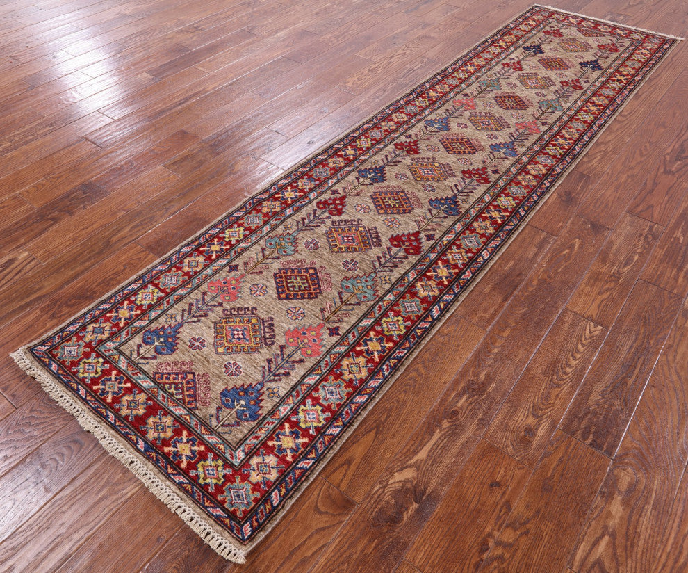 2' 6" X 10' 1" Super Kazak Hand Knotted Wool Runner Rug Q7495