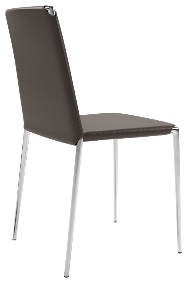 Dining Chair, Set of 4, Steel Metal, Fabric, Brown Black Chrome, Cafe Bistro