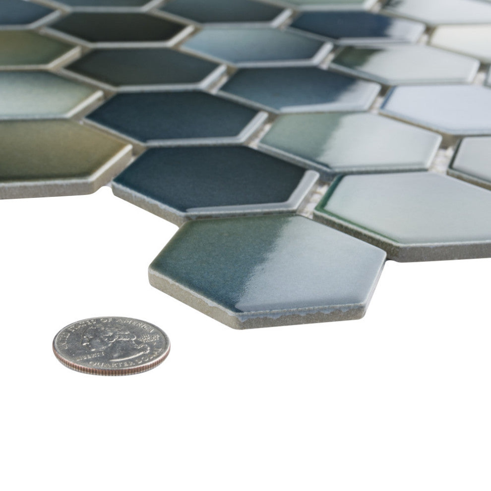 Hudson Due 2" Hex Atlantis Porcelain Floor and Wall Tile