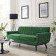 Tufted Loveseat Sofa, Velvet, Green, Modern, Living Lounge Hotel Hospitality