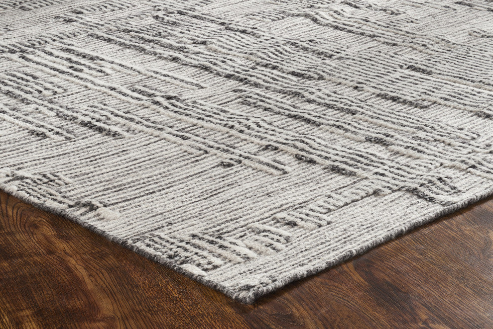 Ivory Contemporary Geometric Transitional High-Low Area Rug