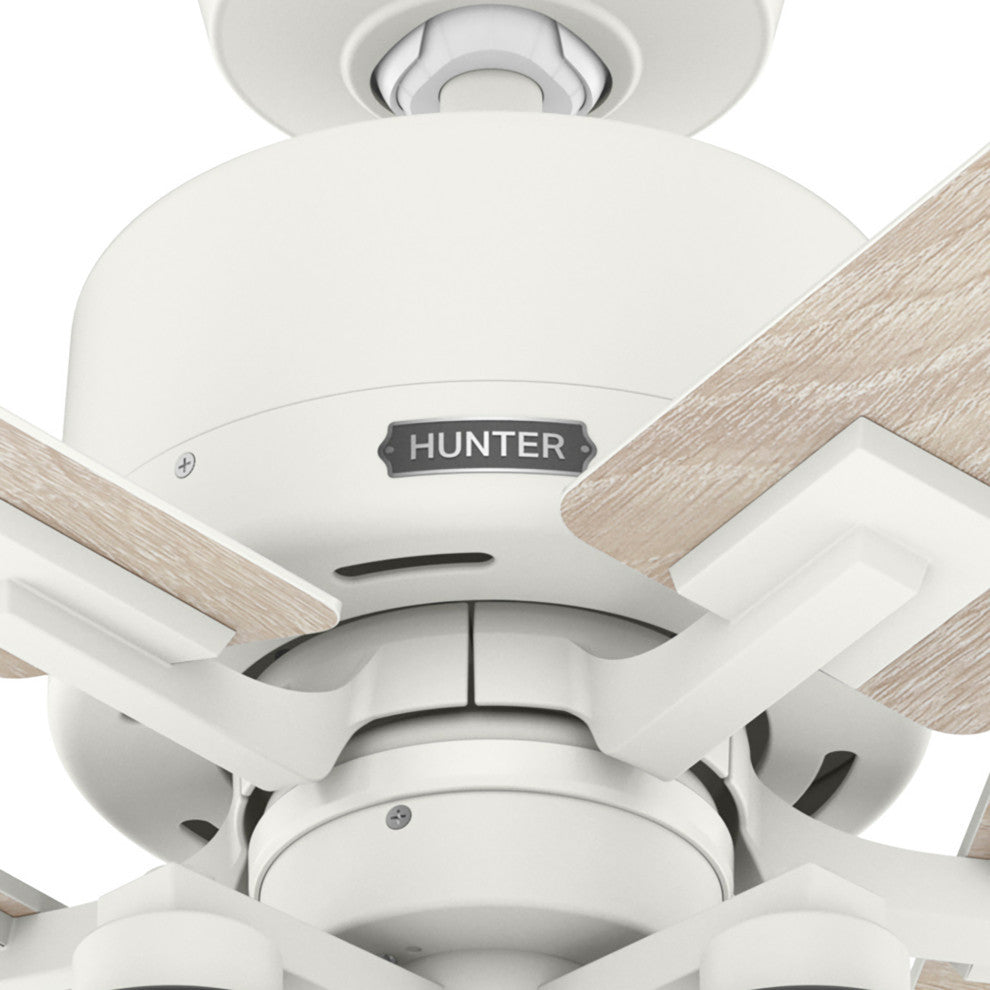 Hunter 52" WiFi Techne Ceiling Fan, LED Kit, Remote, Matte White