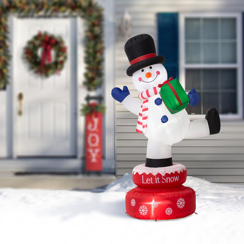6FT Lighted Inflatable Rotating Snowman Decor