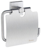 House Toilet Roll Holder With Cover Brushed Chrome