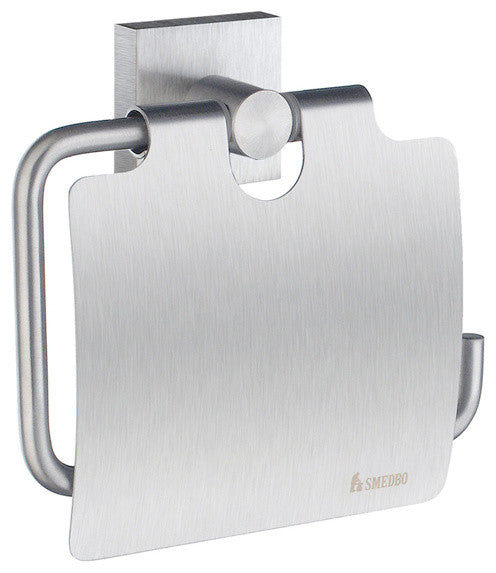 House Toilet Roll Holder With Cover Brushed Chrome