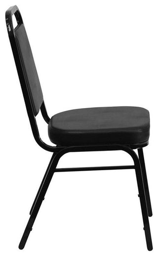 Flash Furniture Hercules Faux Leather Banquet Stacking Chair in Black