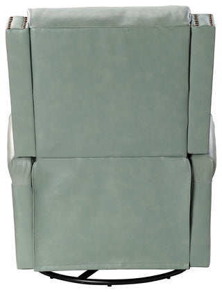 Genuine Leather Swivel Rocker Recliner, Sage