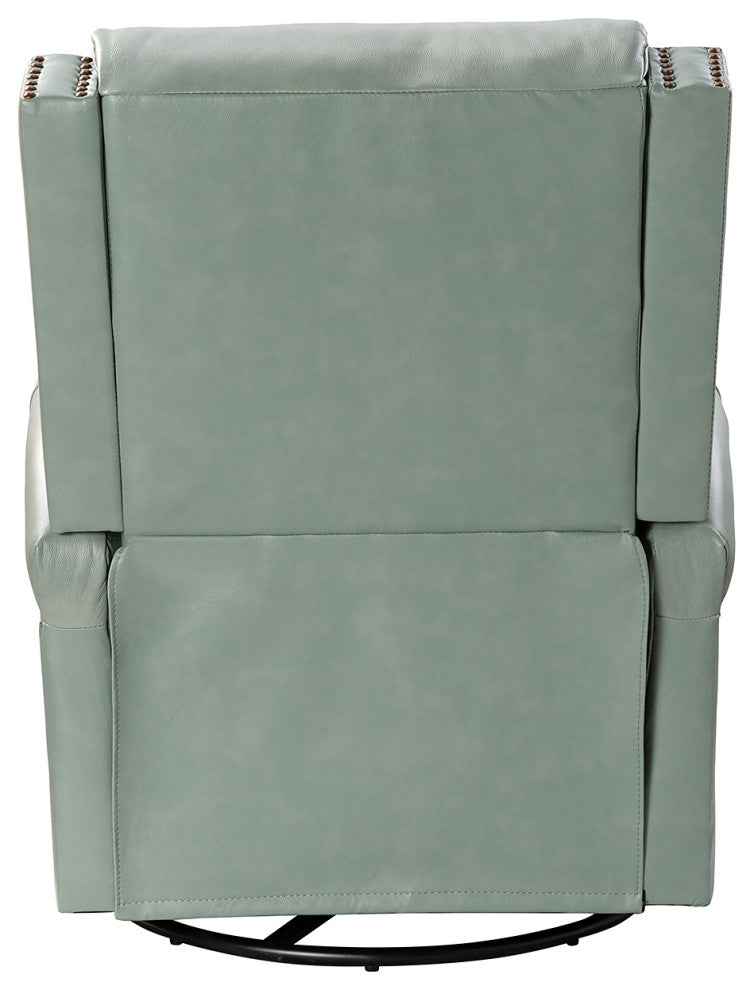 Genuine Leather Swivel Rocker Recliner, Sage