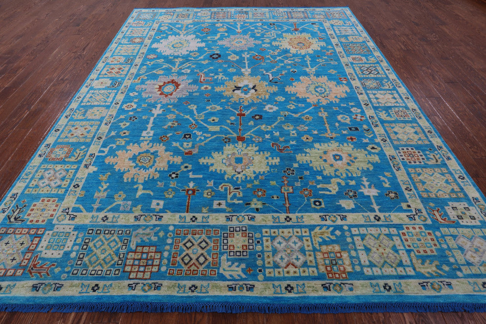 Hand Knotted Turkish Oushak Wool Rug 9' 2" X 11' 9" - Q15647