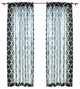 Faux Sheer Gauzy Linen Moroccan Print Rod Pocket Single Panel Curtain, Black