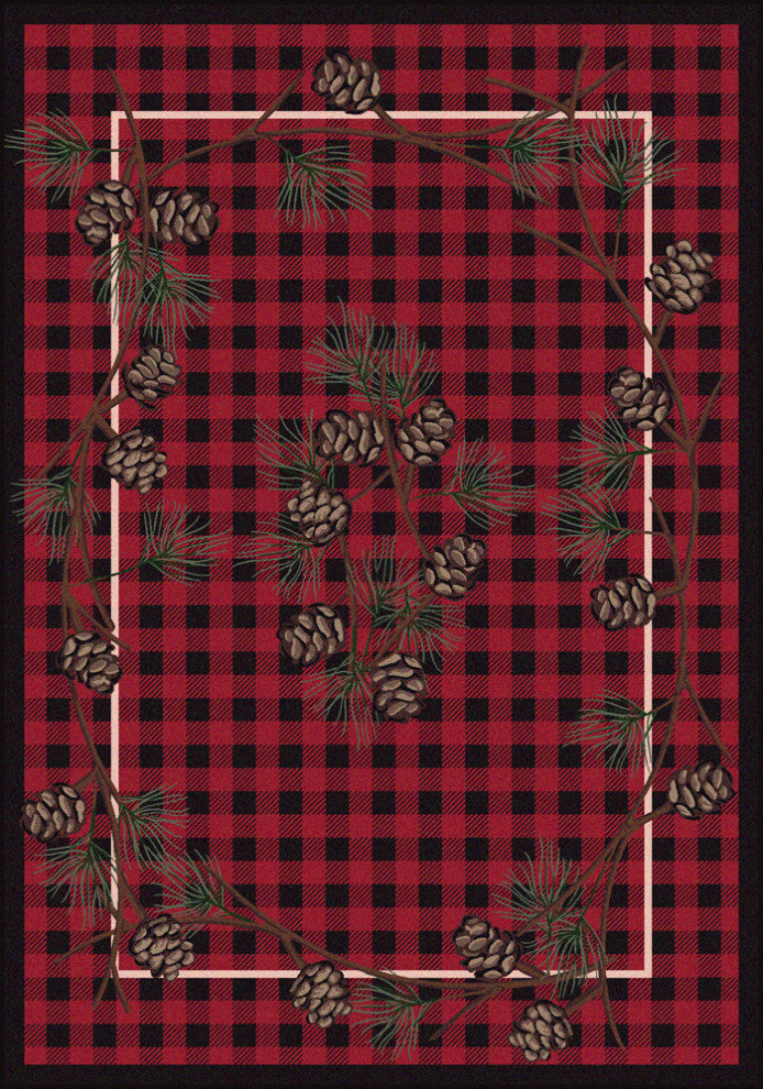 Wooded Pines, Red, 8'x11'