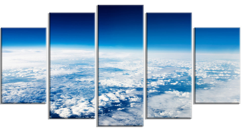 Stunning View from Airplane, Large Landscape Canvas Art Print, 60"x32", 5 Panels