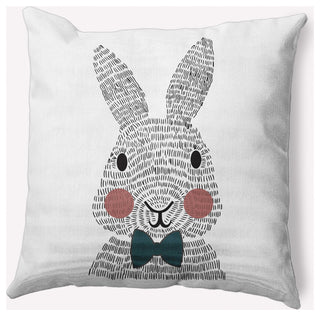Bow-tie Bunny Easter Decorative Throw Pillow, Ocean Abyss Green, 26x26"