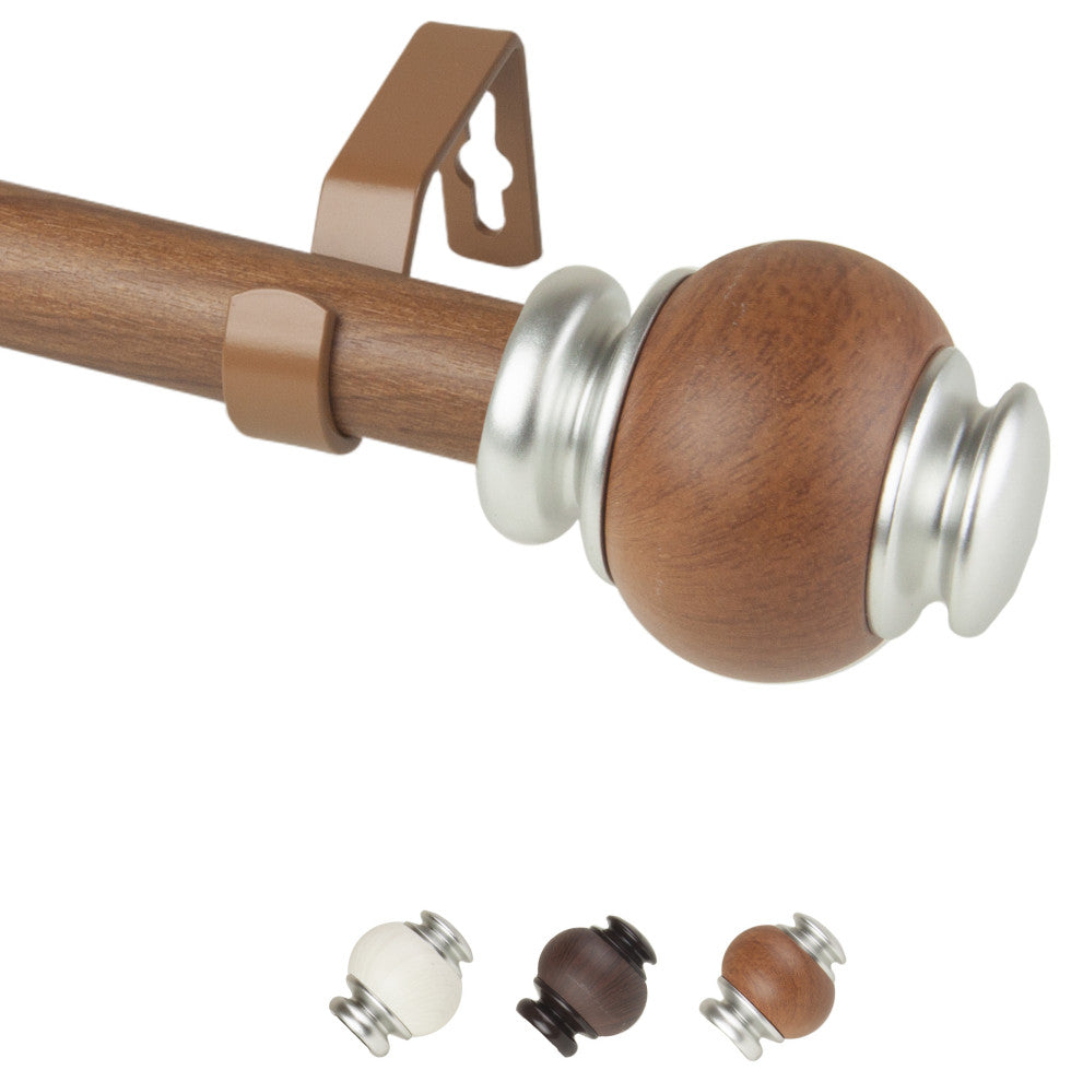 Alysia 1" Diameter Curtain Rod, Chestnut, 120-170"