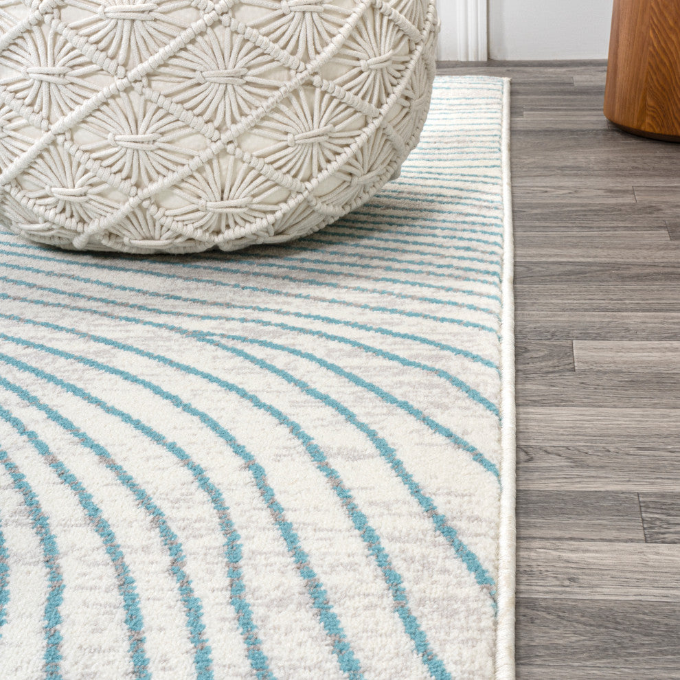 Arlo Woodgrain Geometric Ivory/Blue 5'x8' Area Rug