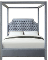 Rowan Velvet Upholstered Bed, Gray, King
